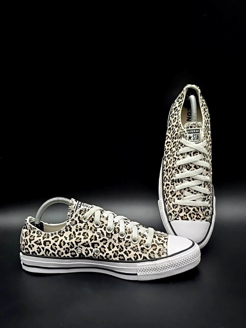Converse Ctas OX Black Brown White Leopard Canvas Low Top Sneakers Men's Size 7